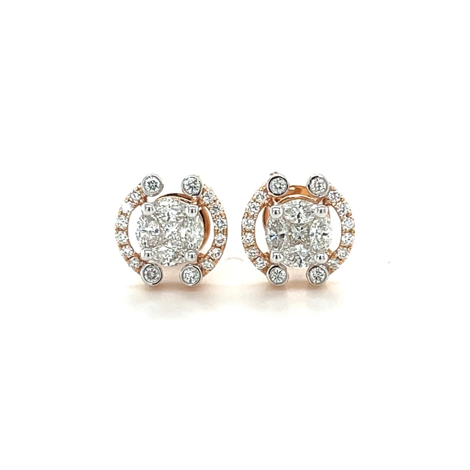 Exquisite Radiant Cluster Diamond Halo Stud Earrings